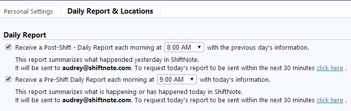 pre shift daily report