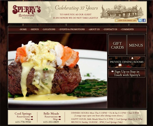 sperrys restaurant website